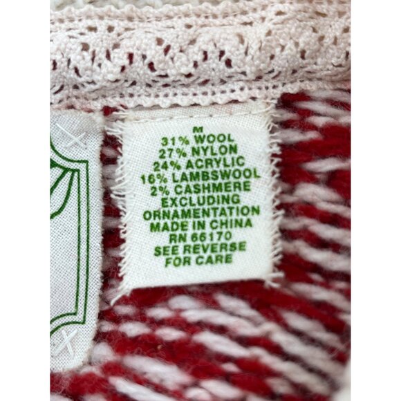 Sparrow Womens Red & Cream Knit Long Cardigan With Button Front & Diamond Patter - Picture 7 of 9